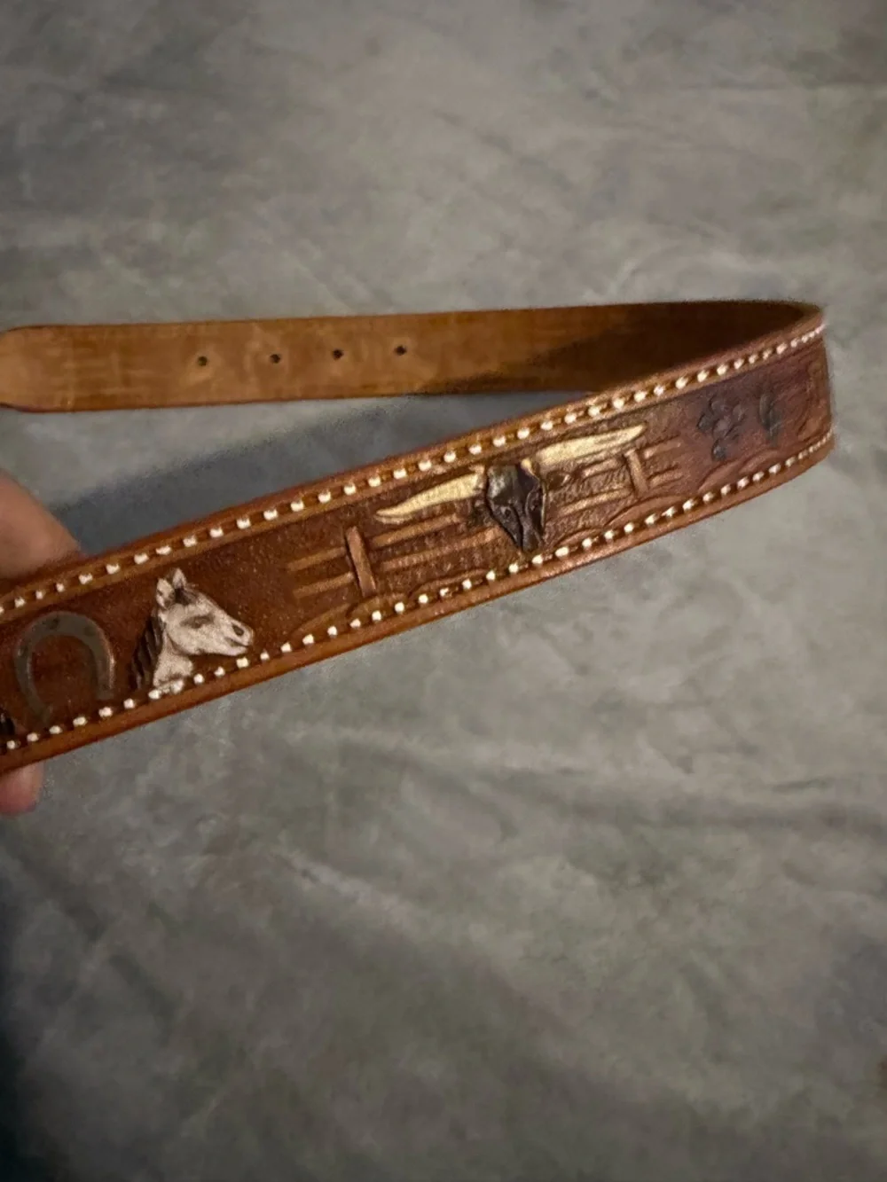 Kids Tan Leather Western-Inspired Studded Belt